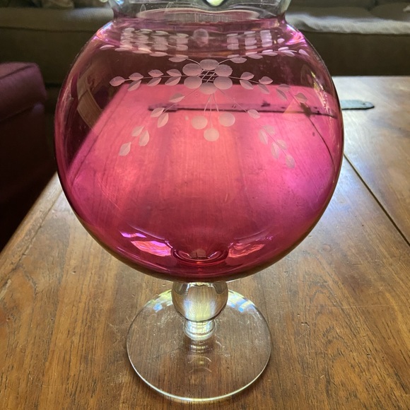 Accents Vintage Etched Glass Globe Vase Poshmark